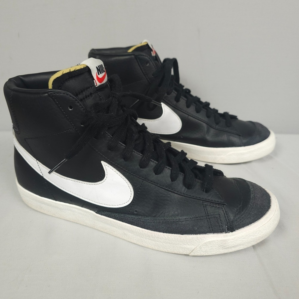 Nike Blazer Mid '77 Shoes Men Size 11 Black Sail White Leather Retro Sneaker